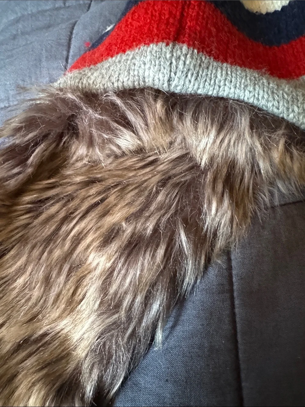 Nostalgic Stripes Faux Fur Trapper Hat